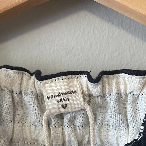 Handmade Children's Cotton Black White Floral Lace Tie Spaghetti Strap Dress - Picture 3 of 14